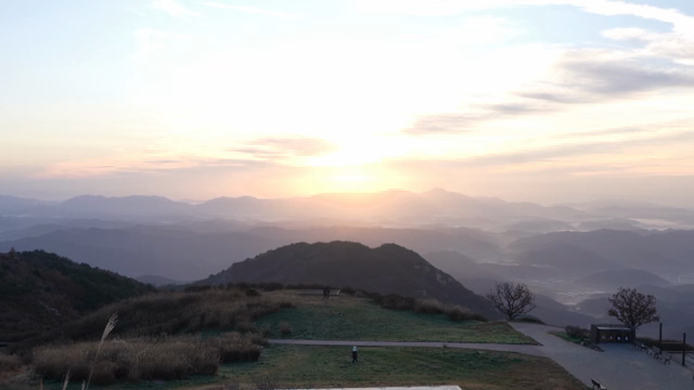 Sunrise over a mountain landscape