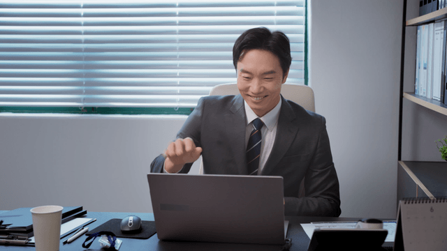 A businessman leaving the office after finishing work