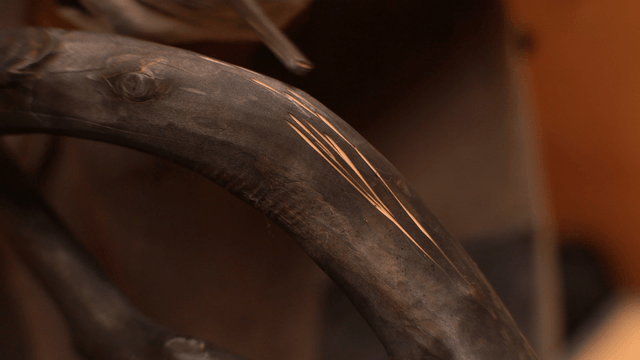 Wood carving with intricate details