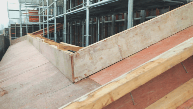 Wooden ramp at a construction site