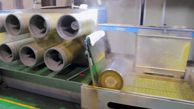 Industrial textile machines processing materials