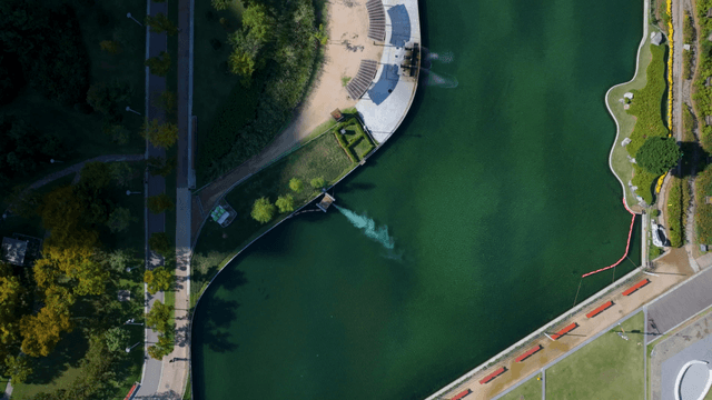 Modern and clean lakeside park