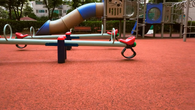Empty playground with colorful equipment