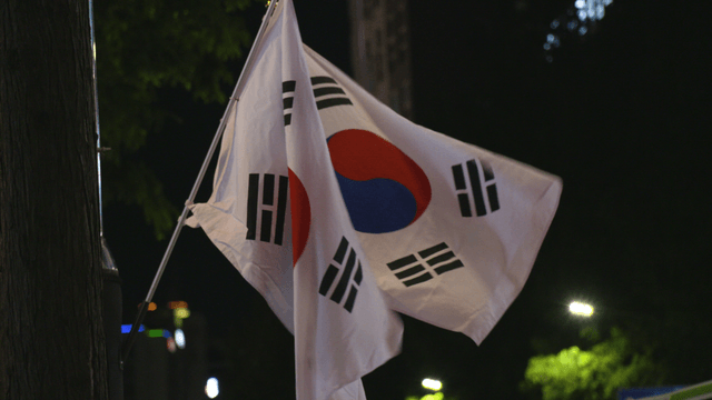 밤 바람에 펄럭이는 태극기