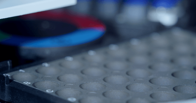 Laboratory vial storage with blue caps