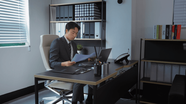 Man working at a desk in an office