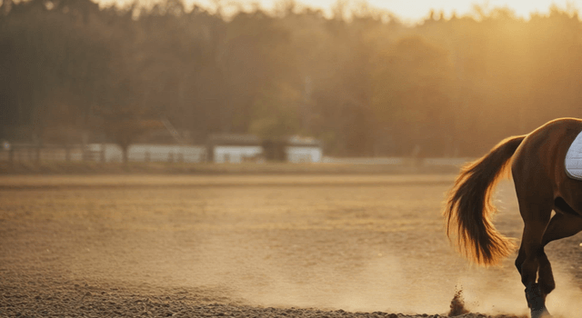 A woman riding a horse at sunset