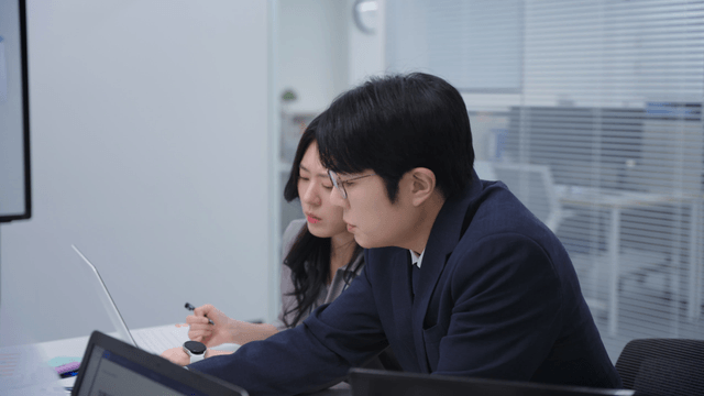 Office meeting with focused discussion