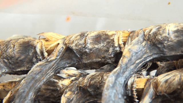 Dried fish stacked in a pile