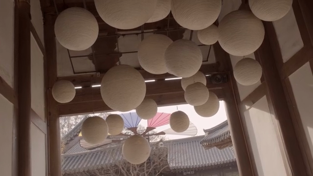 Traditional Korean lanterns in a hanok