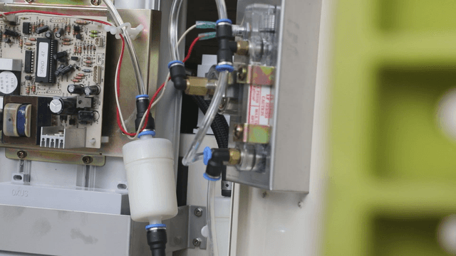 Close-up of electronic components and tubes