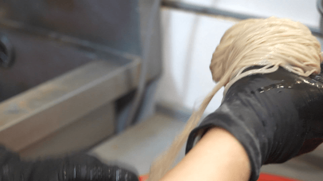 Buckwheat noodles formed into circular shapes