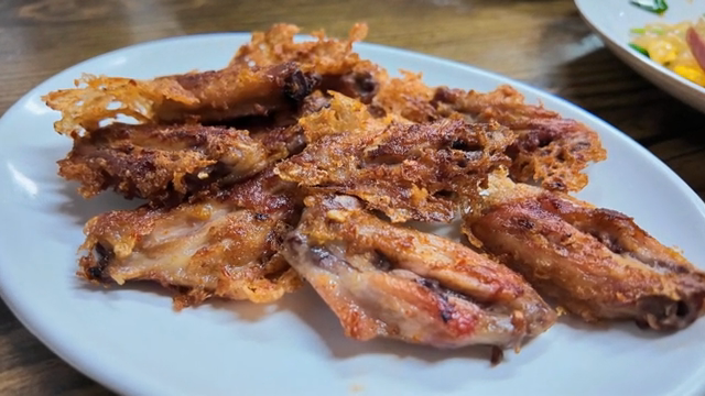 Crispy fried chicken wings on a plate