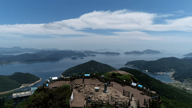 Mountain peak with panoramic ocean view