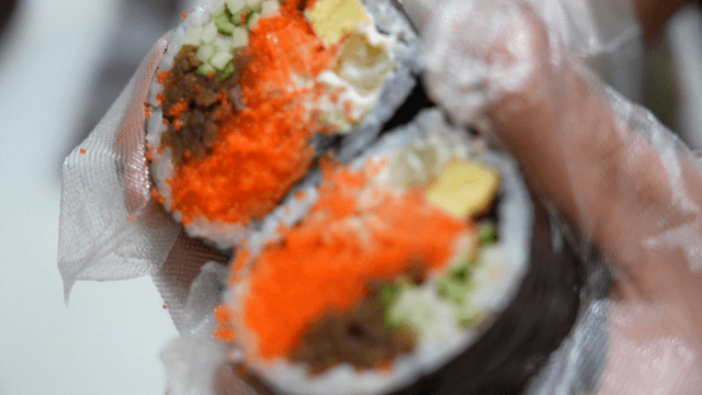 Kimbap with various colorful ingredients