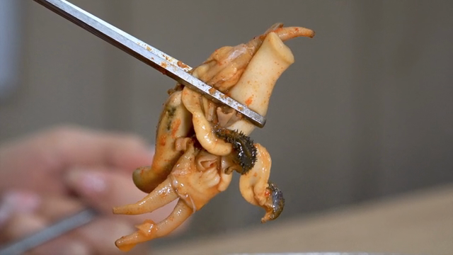 Razor clam with chopsticks