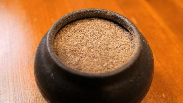 Rice bran stored in a clay jar
