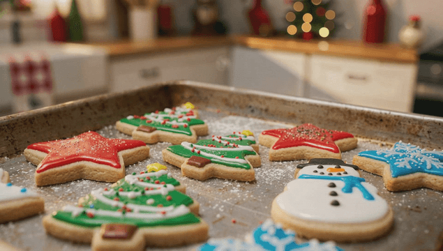 트레이에 담기는 크리스마스 쿠키