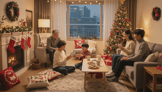 Big family enjoying Christmas together