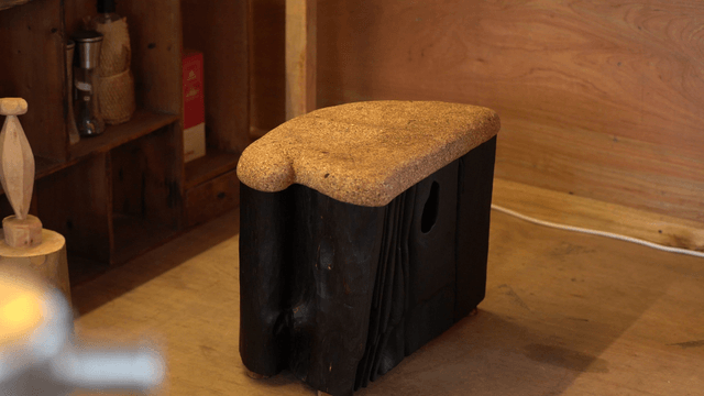 Cork wood chair in a cozy interior