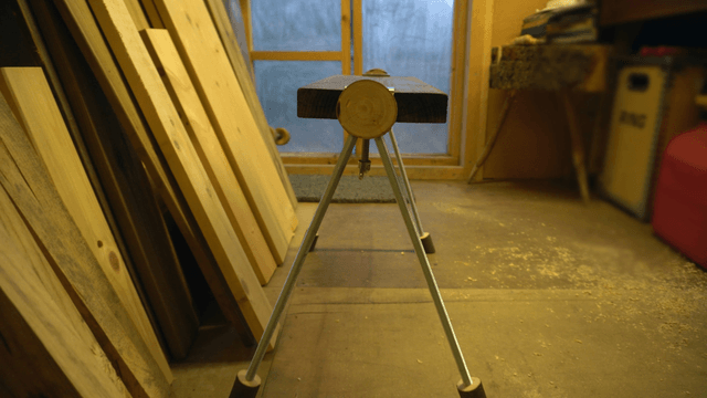 Handcrafted wooden bench in woodworking studio