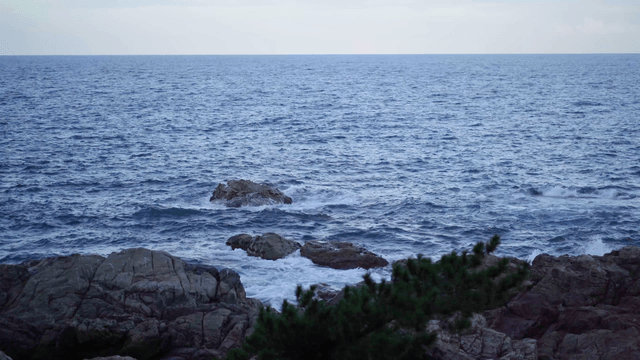 Gentle waves brushing against coastal rocks