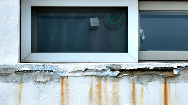 Aged building wall with peeling paint