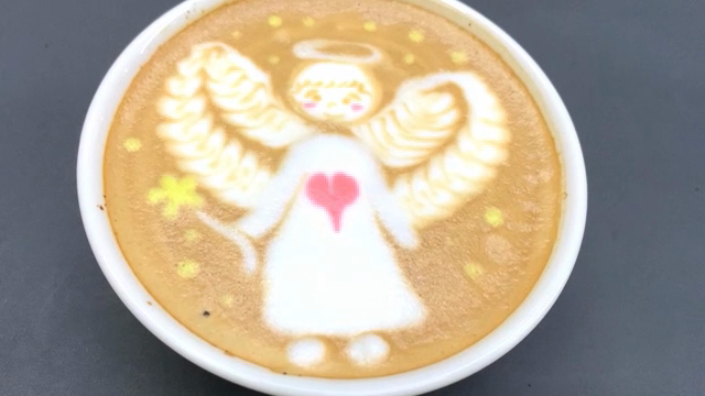 Latte art with an angel design