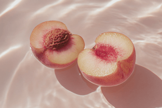 Peach floating on water