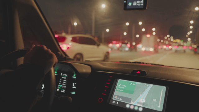 Night driving on congested multi-lane road