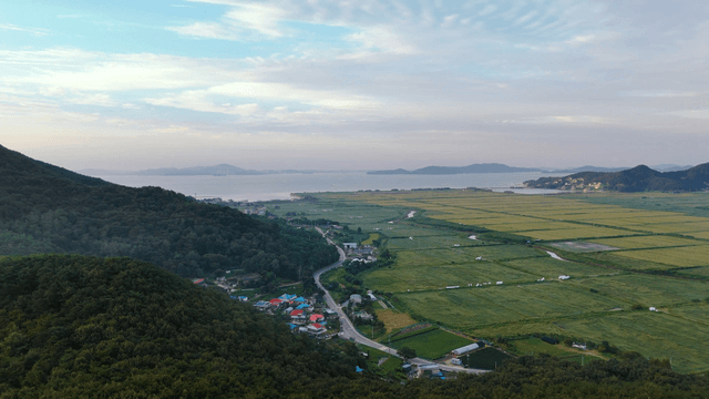 Scenic view of mountains and fields