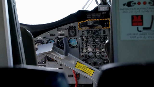 Inside the cockpit of an airplane