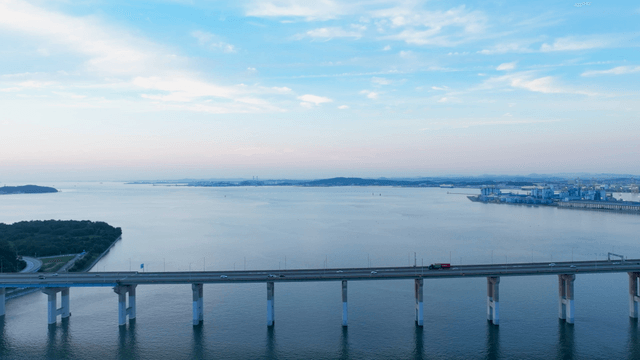 Bridge over a calm sea
