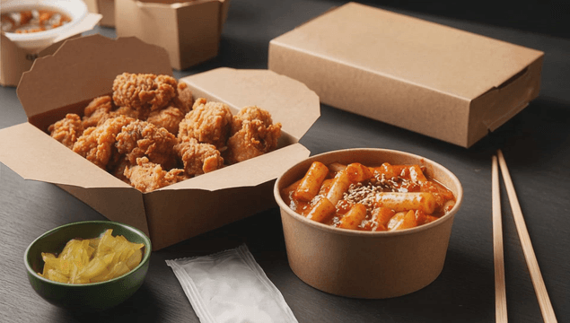 Korean fried chicken and tteokbokki