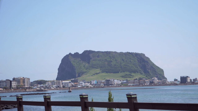 Seongsan Ilchulbong Tuff Cone seen from passing car