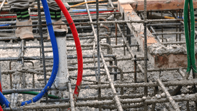Concrete pouring on a construction site