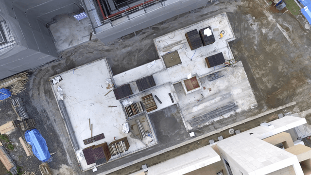 Construction site with building structures