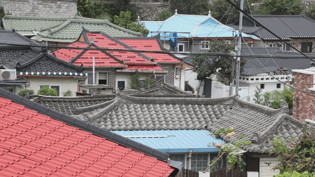 Colorful rooftops in a rural village