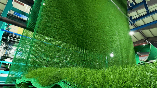 Artificial turf manufactured in factory