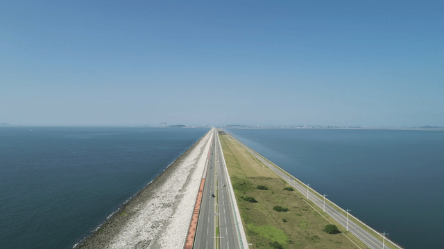Long road between two bodies of sea