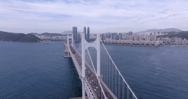 A bridge connecting a bustling cityscape