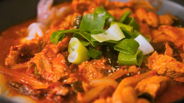 Squid and pork belly bulgogi with vegetables