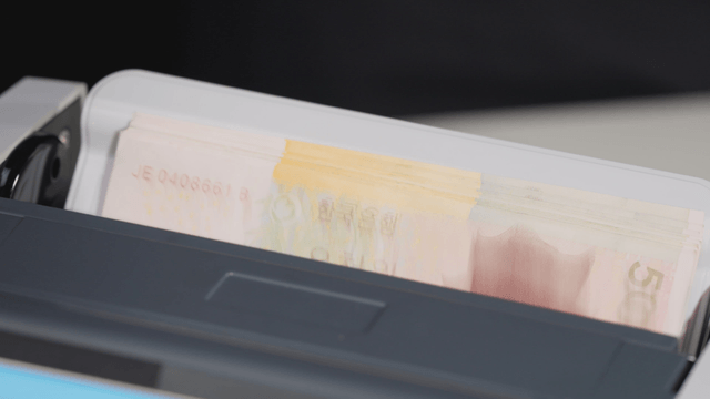 Korean banknotes in a counting machine