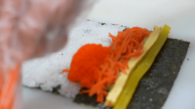 Flying fish roe used as gimbap ingredient