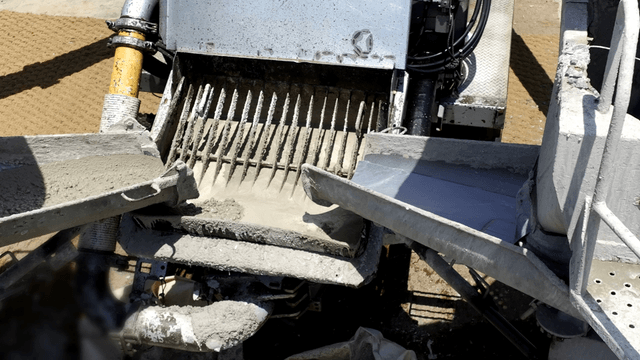 Concrete mixer operating at a construction site