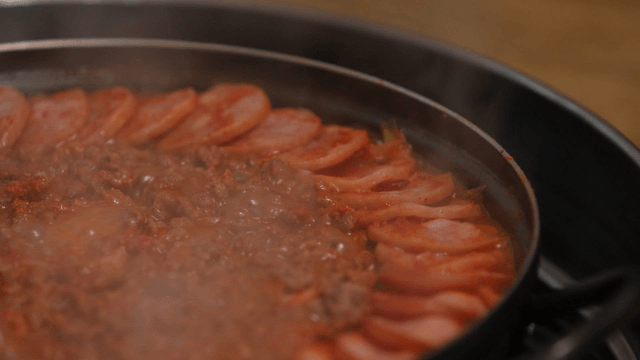 Budaejjigae simmering in a pot
