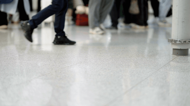 People walking in a busy terminal
