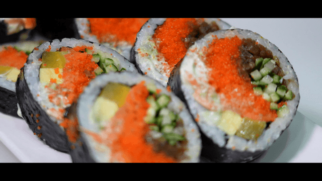 Kimbap rolls with vibrant fillings