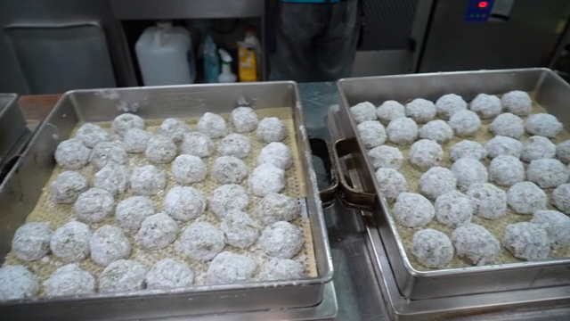 Dough balls prepared on a steamer