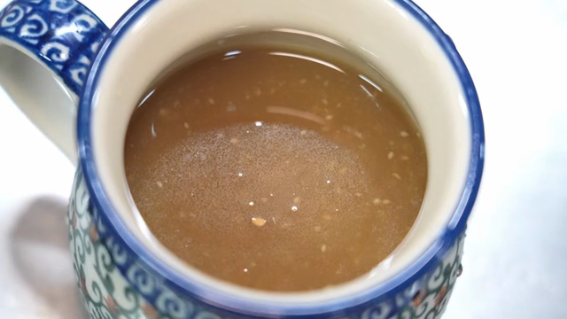 Brown sauce in a mug